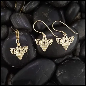 Celtic Bee Pendant and Earring Set in Gold