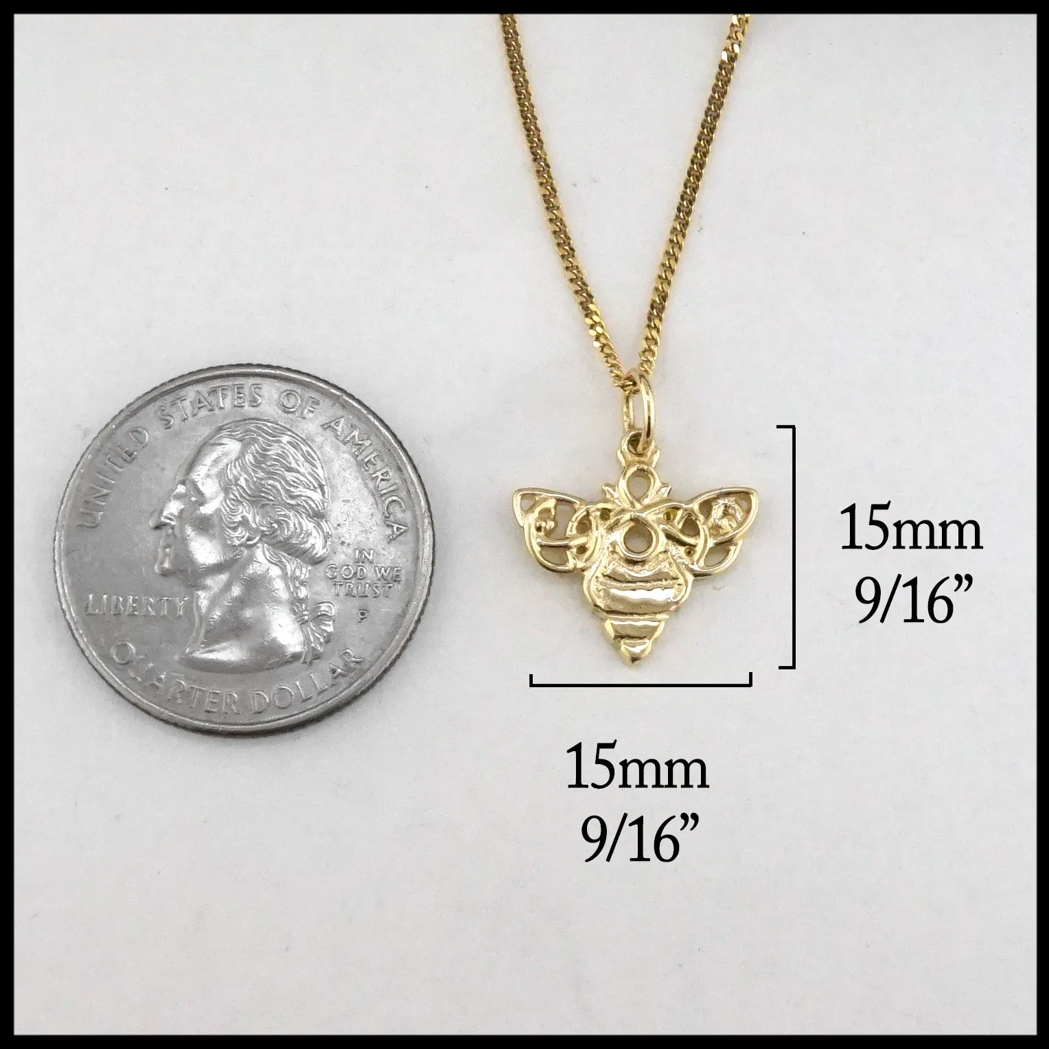 Celtic Bee Pendant and Earring Set in Gold