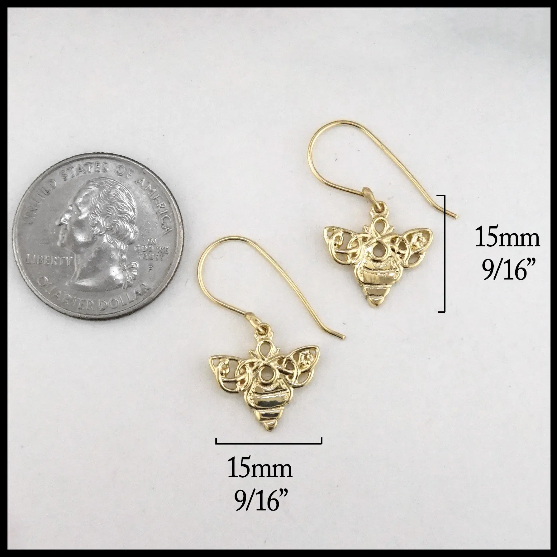 Celtic Bee Pendant and Earring Set in Gold