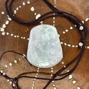 Certified 100% Natural White Green Yellow A Jade Jadeite Pendant Phoenix Necklace