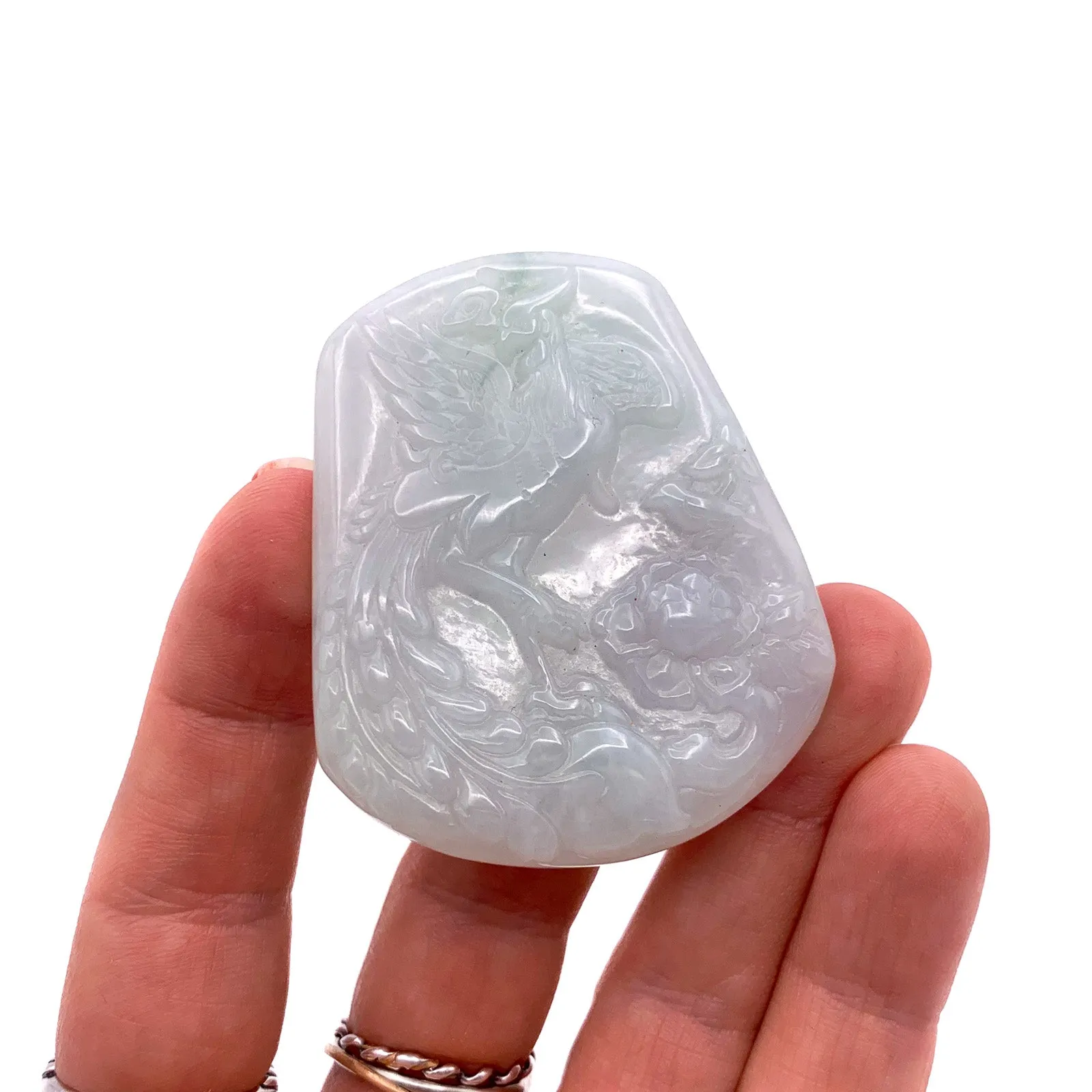 Certified 100% Natural White Green Yellow A Jade Jadeite Pendant Phoenix Necklace