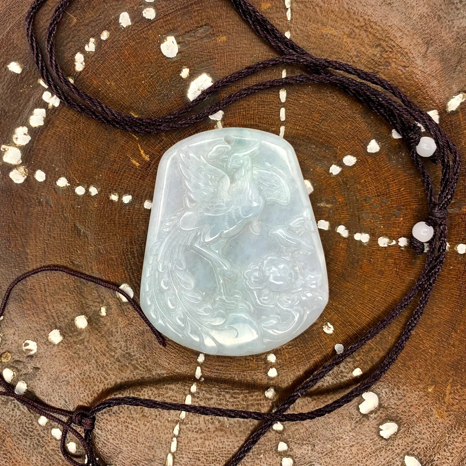 Certified 100% Natural White Green Yellow A Jade Jadeite Pendant Phoenix Necklace