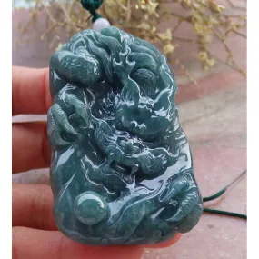 Certified Green Burma Natural A Jade Jadeite Pendant Dragon Necklace