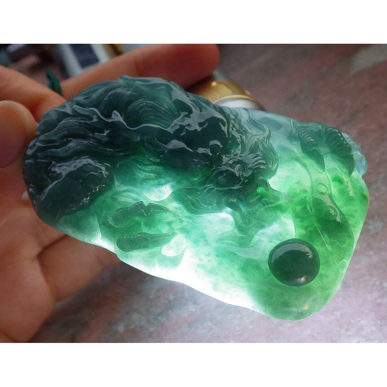 Certified Green Burma Natural A Jade Jadeite Pendant Dragon Necklace