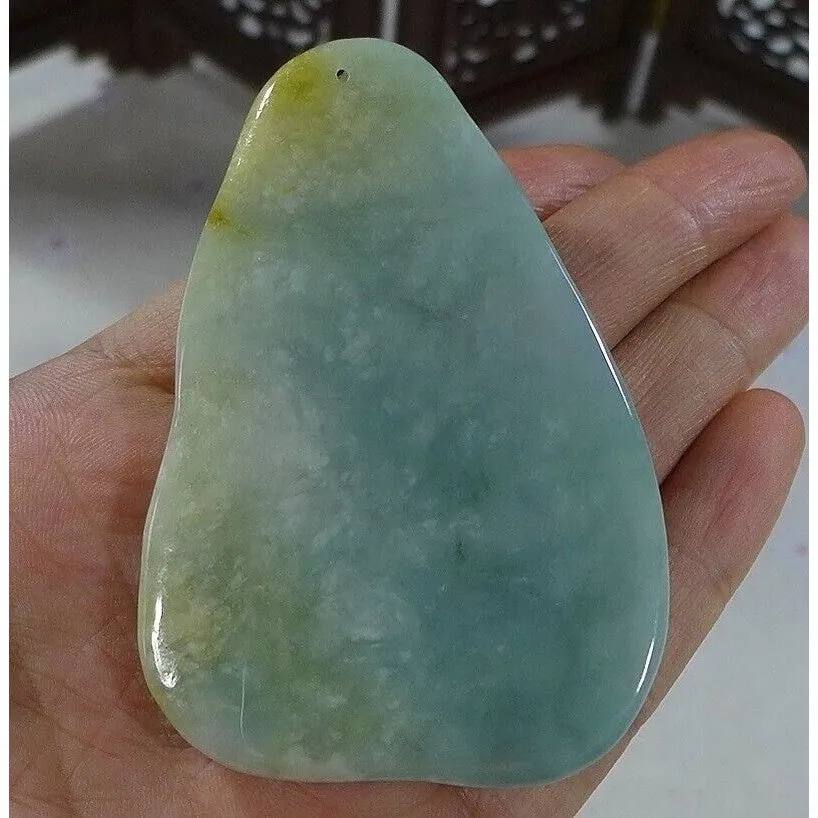 Certified Natural Type A Icy Jadeite Jade Lotus Kwan-Yin Big Pendant Necklace