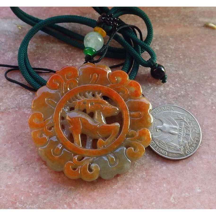 Certified Red Burma Natural A Jade Jadeite Pendant Deer Ruyi Flower Necklace