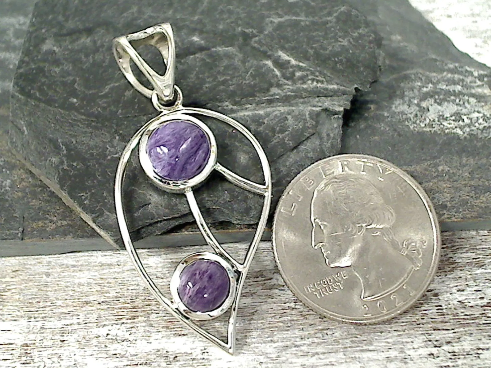 Charoite, Sterling Silver Pendant