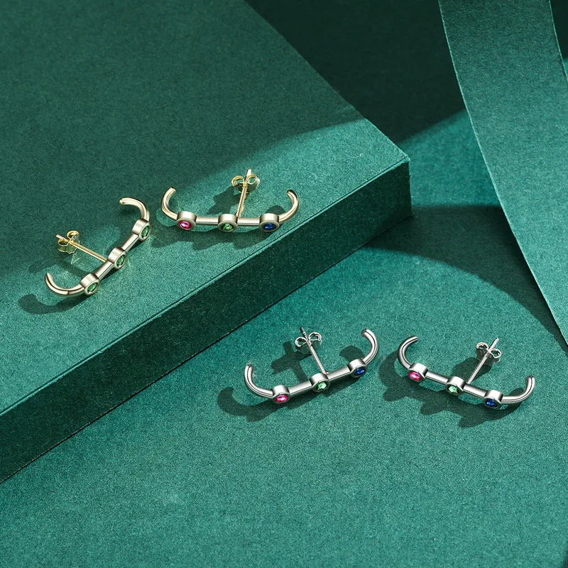Chic S925 Sterling Silver Zircon Stud Earrings for Women
