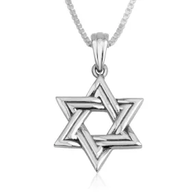 Classic David Star Sterling Silver Pendant Contemporary Jewelry Jewish Holy Land