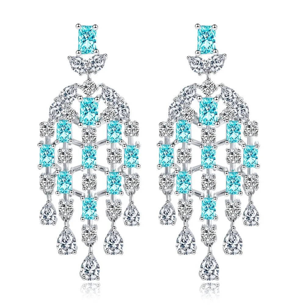 Classic Design Cubic Zircon CZ Chandelier Earrings,CZ Dangle Earring for Wedding, Women Dinner Accessories Jewelry SZE0534