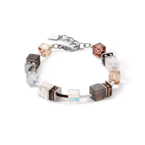 Cognac and Beige GeoCube Bracelet