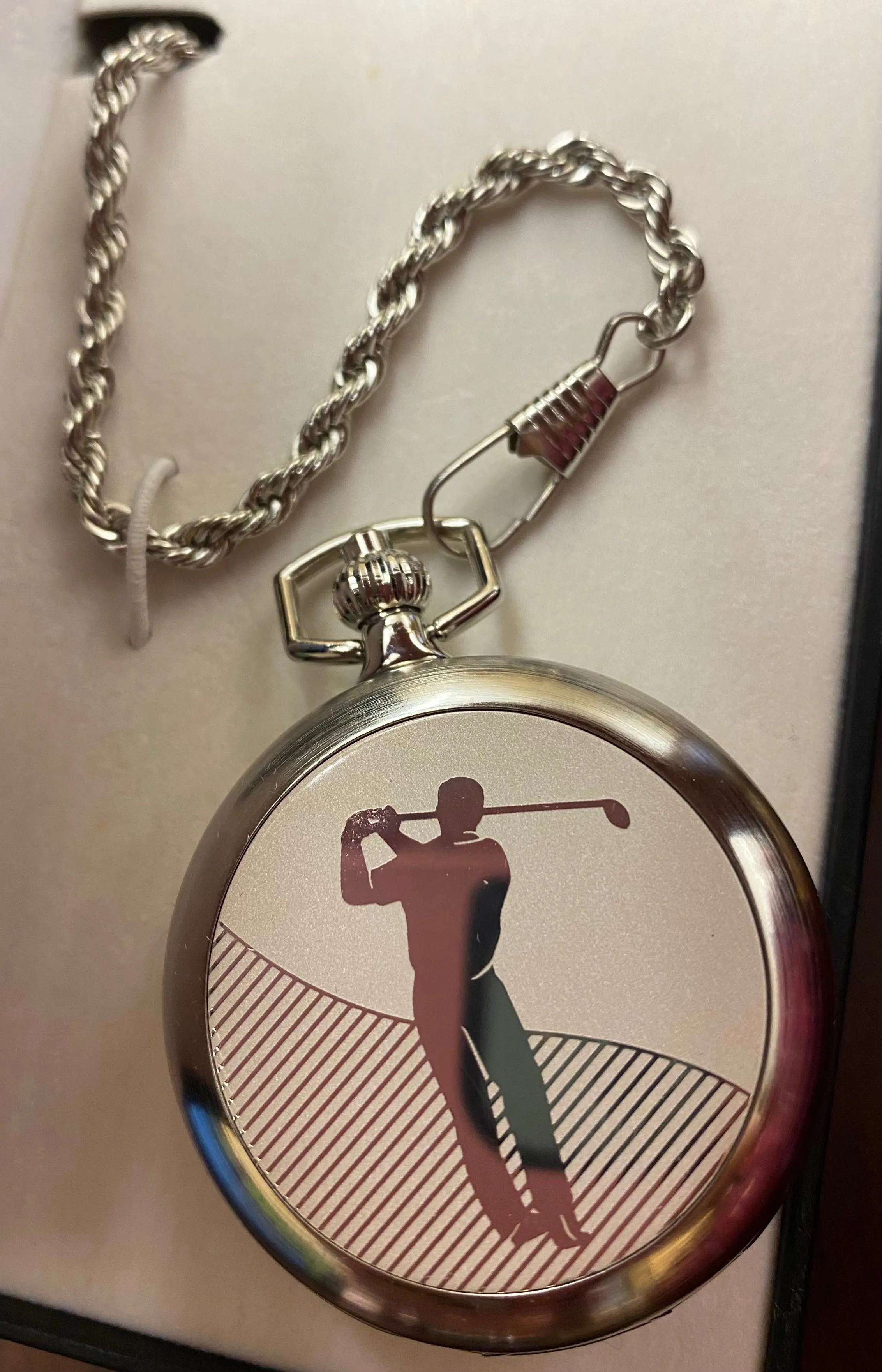 Colibri PW-209,  Silver Pocket Watch with Golfer Design
