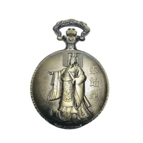 Commemorative Double-Sided 3D Carved Pocket Watch Flip Iron Chain Quartz Watch