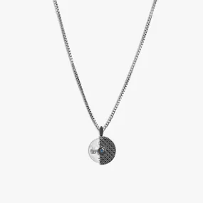 Coronation Regalia Spinning Disc Necklace In Rhodium Plated Silver