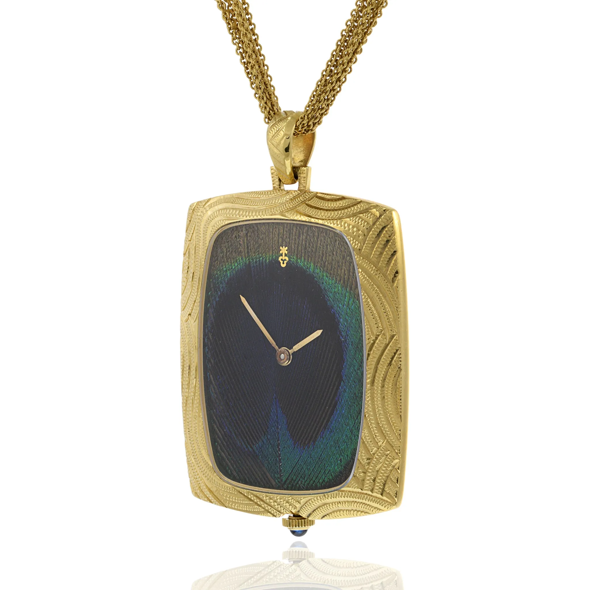 Corum Peacock Feather 18K Yellow Gold Pocket Watch