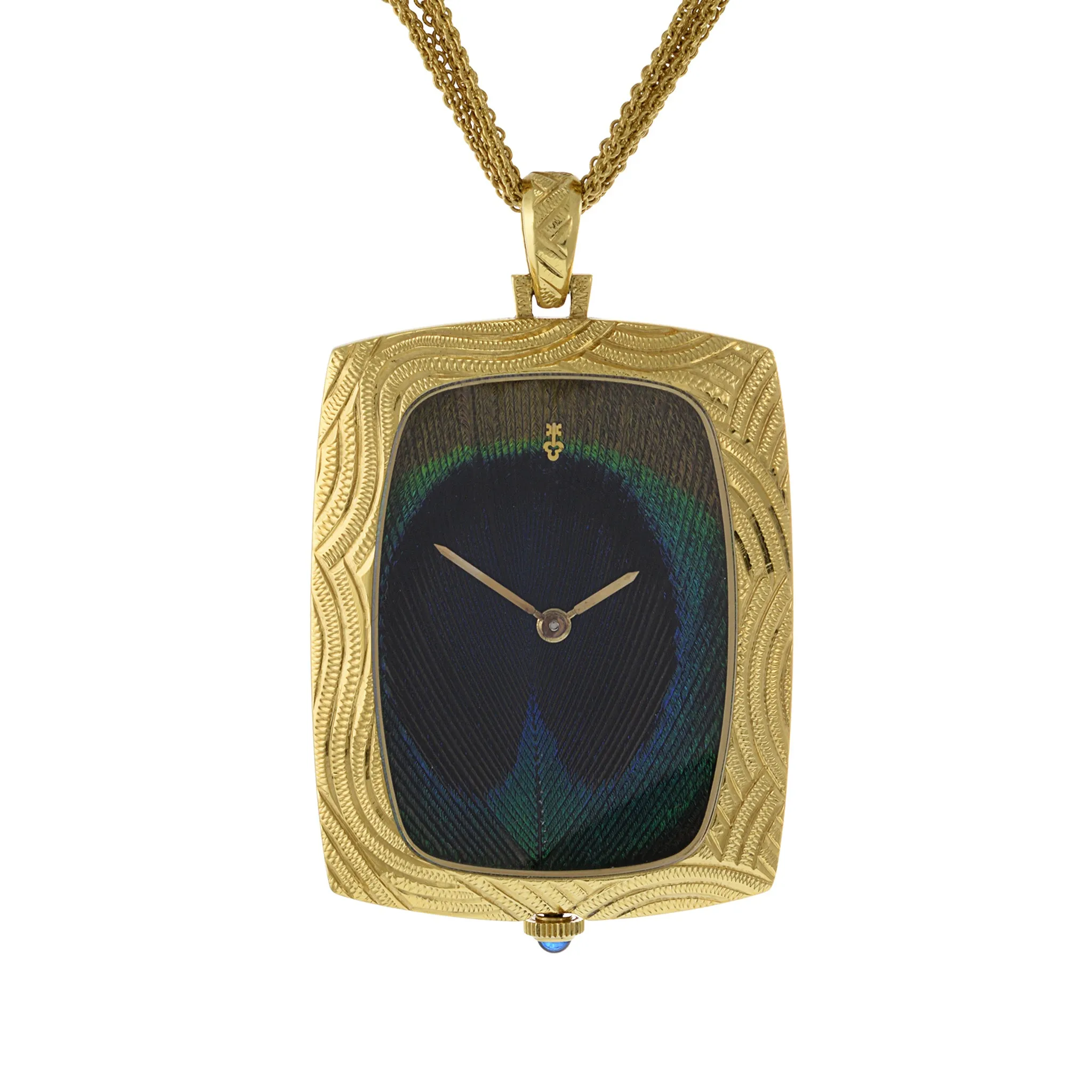Corum Peacock Feather 18K Yellow Gold Pocket Watch