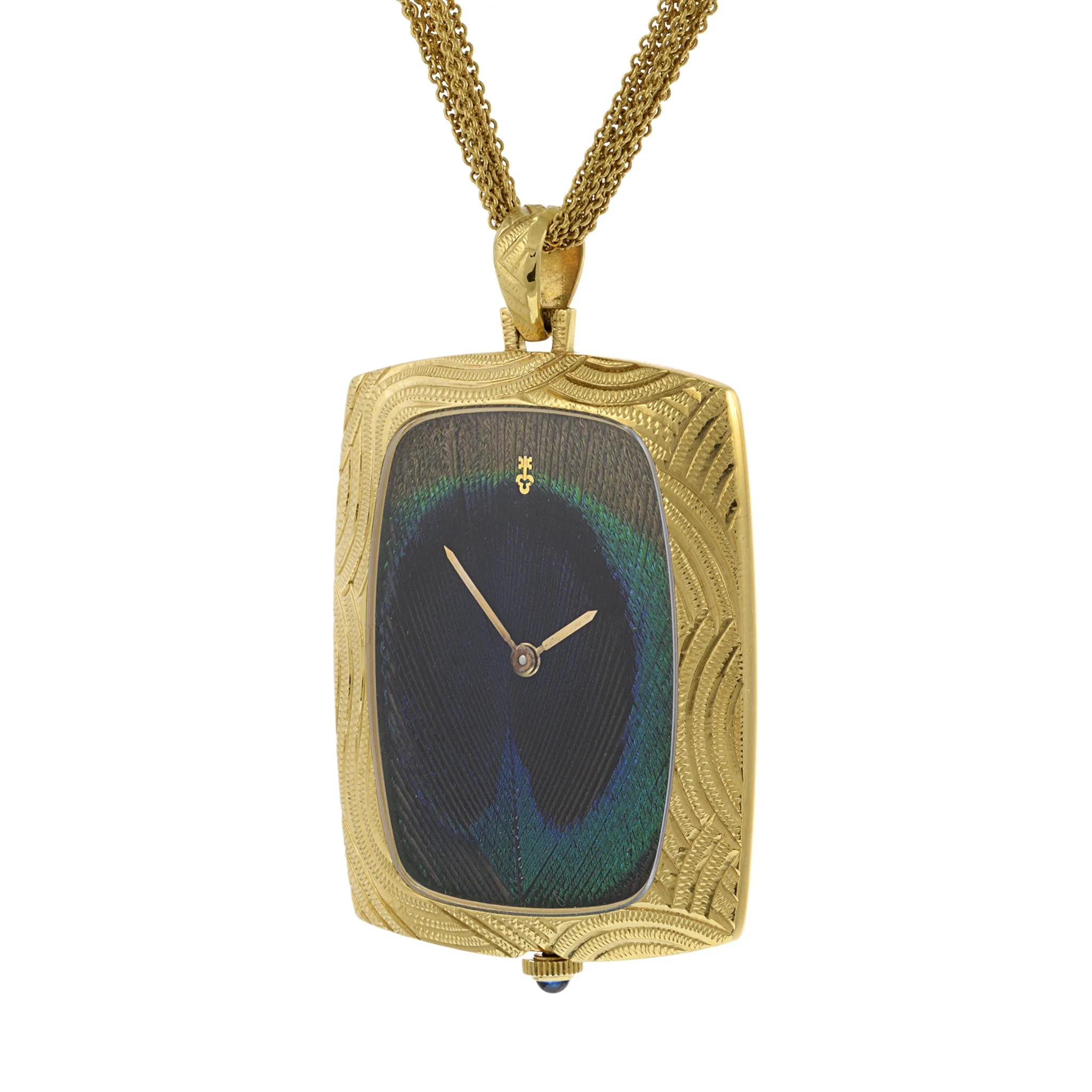 Corum Peacock Feather 18K Yellow Gold Pocket Watch