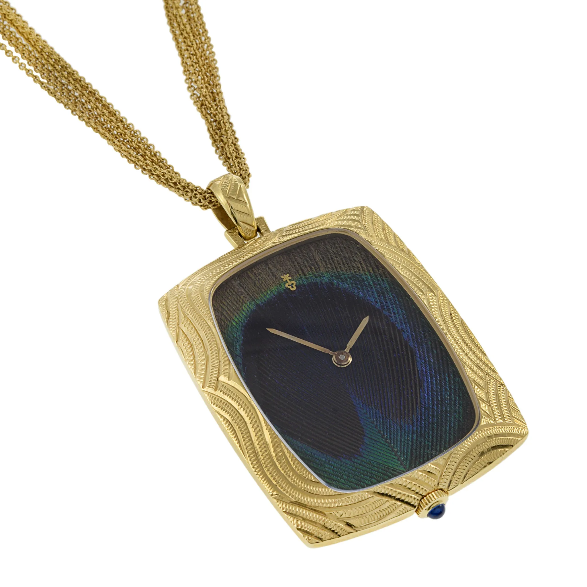 Corum Peacock Feather 18K Yellow Gold Pocket Watch