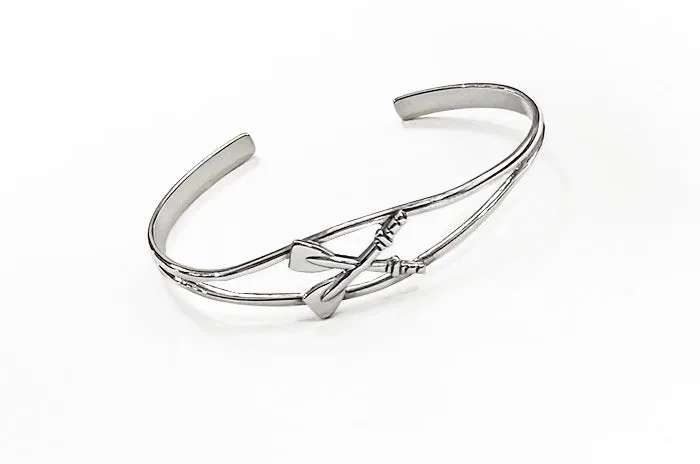 Crossed Oars in Thin Split Cuff Rowing Bracelet