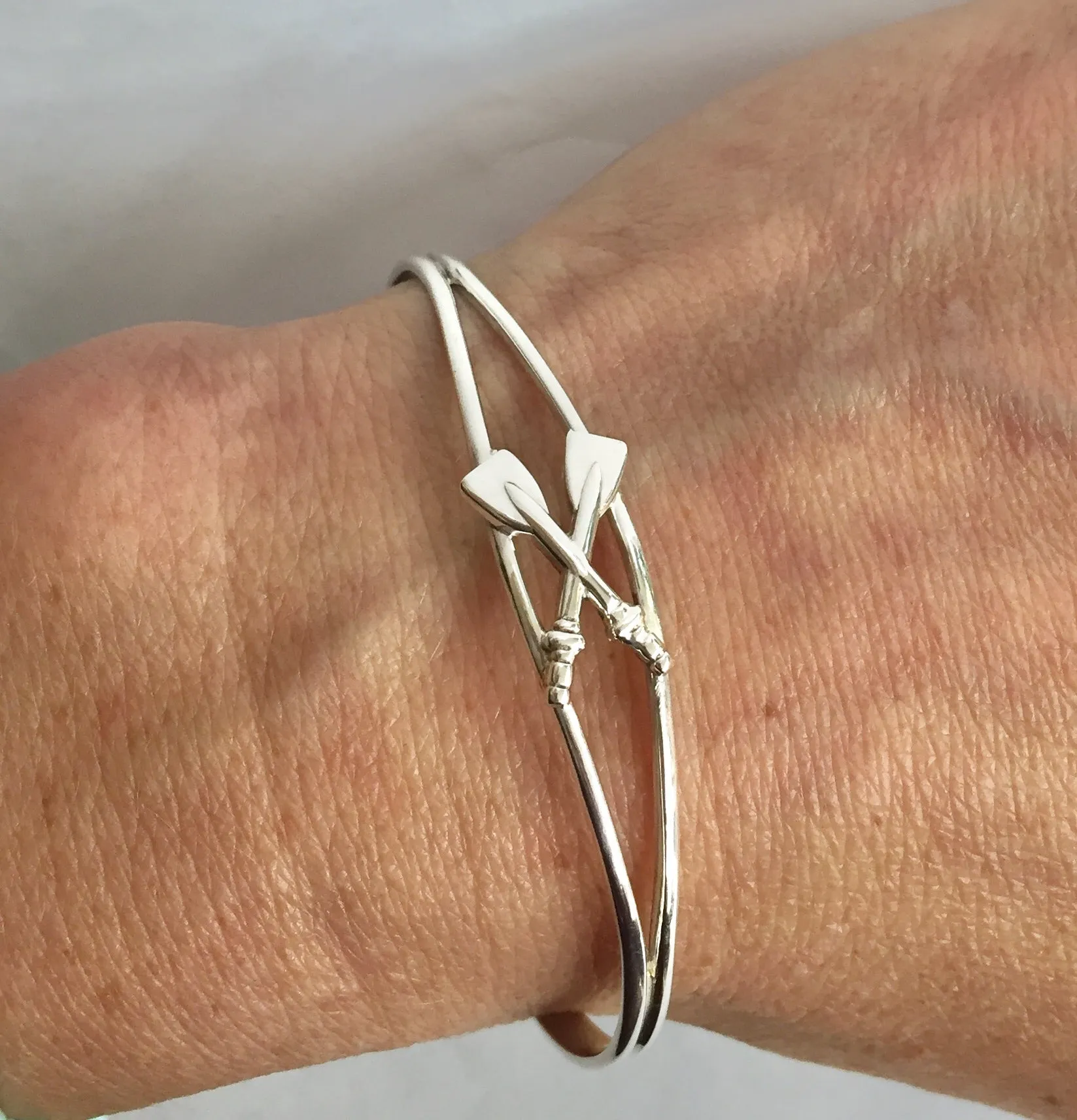 Crossed Oars in Thin Split Cuff Rowing Bracelet
