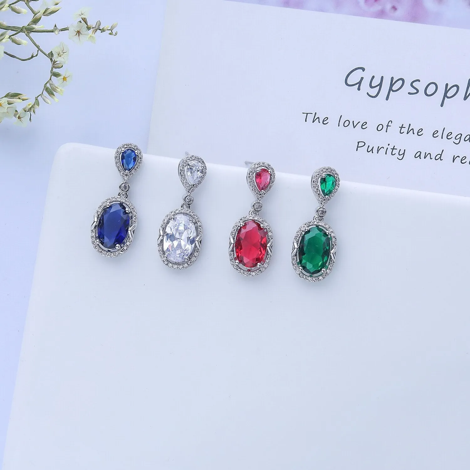 Cubic Zircon CZ Drop Earrings for Wedding, Crystals Dangle Earring for Bride, Women Girl Birthday Party Jewelry CE11380