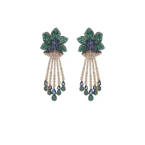 Cubic Zircon CZ Flowers Earrings for Wedding, Crystals Leaf Earring for Bride, Women Girl Birthday Party Jewelry CE11031