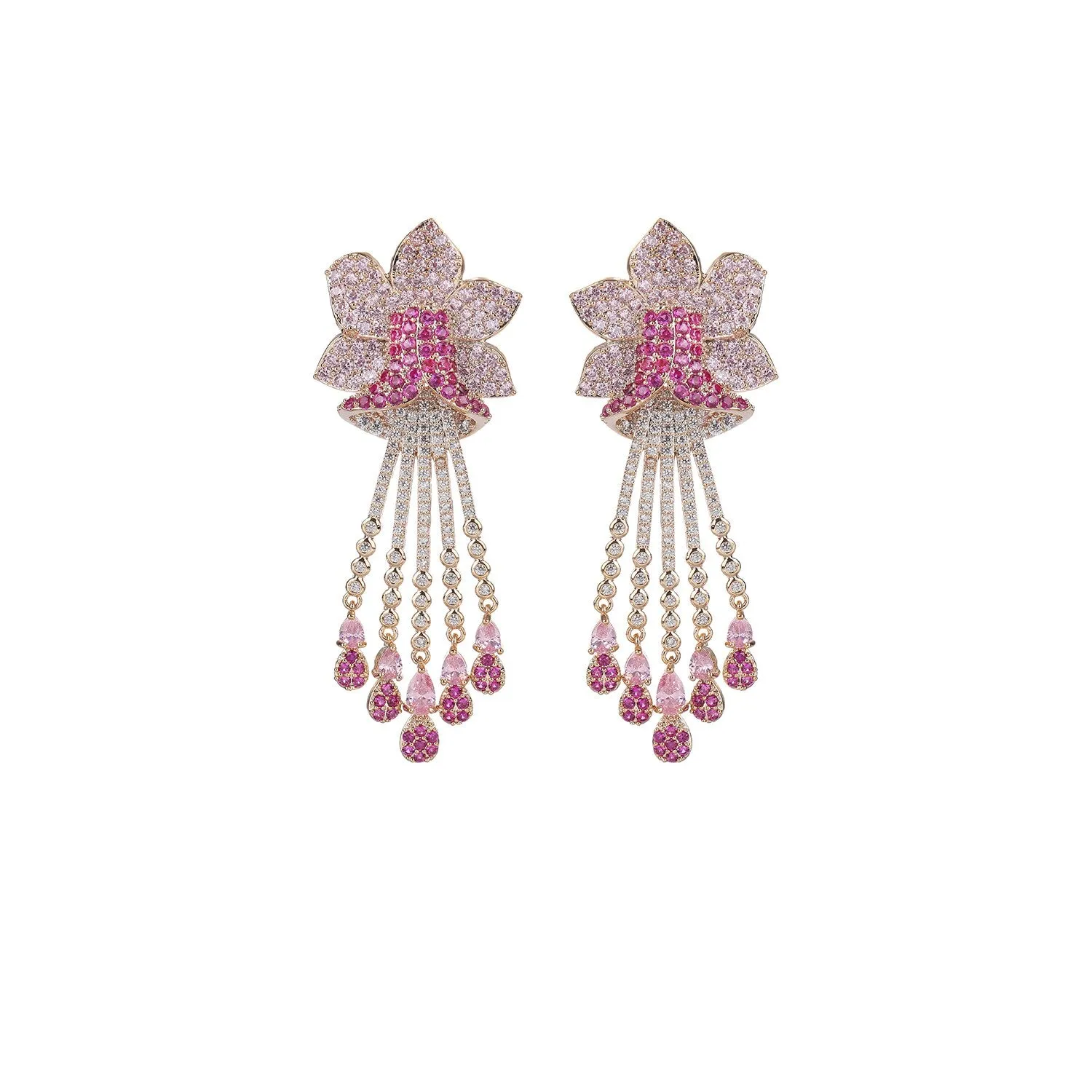 Cubic Zircon CZ Flowers Earrings for Wedding, Crystals Leaf Earring for Bride, Women Girl Birthday Party Jewelry CE11031