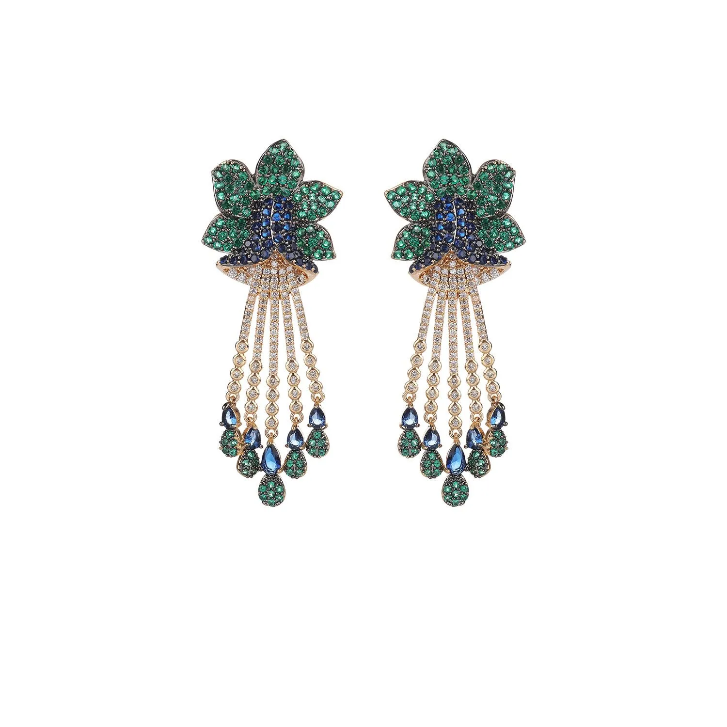 Cubic Zircon CZ Flowers Earrings for Wedding, Crystals Leaf Earring for Bride, Women Girl Birthday Party Jewelry CE11031