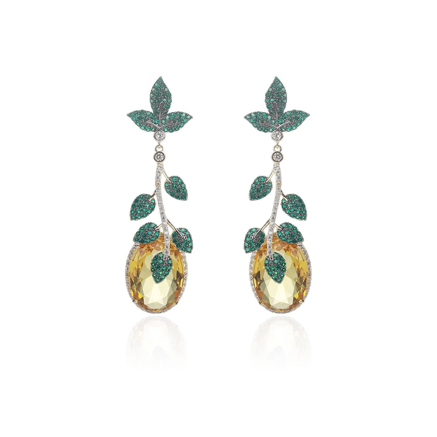 Cubic Zircon CZ Leaves Earrings for Wedding, Crystals Flower Earring for Bride, Women Girl Birthday Party Jewelry CE11117