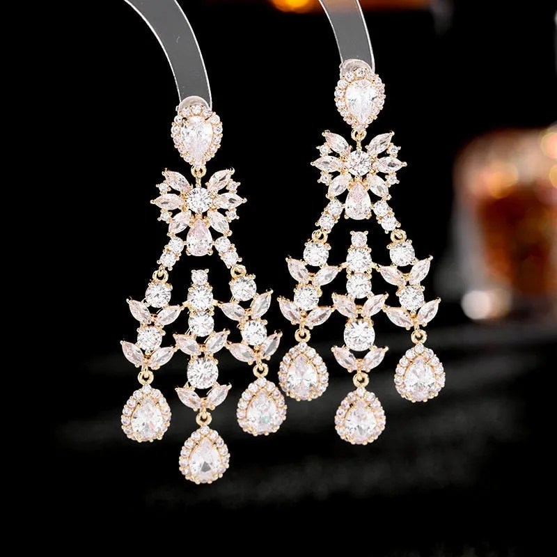 Cubic Zircon Fashion Dangle Earring for Women,Crystals Girls Party,Promt Drop Earrings Jewelry Accessories LYA166