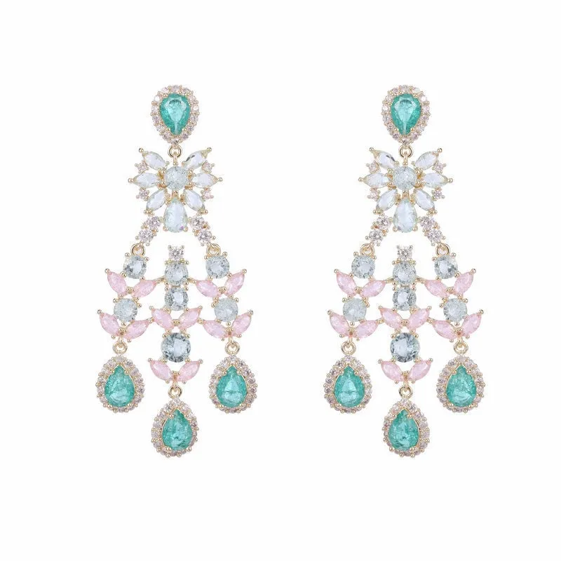 Cubic Zircon Fashion Dangle Earring for Women,Crystals Girls Party,Promt Drop Earrings Jewelry Accessories LYA166