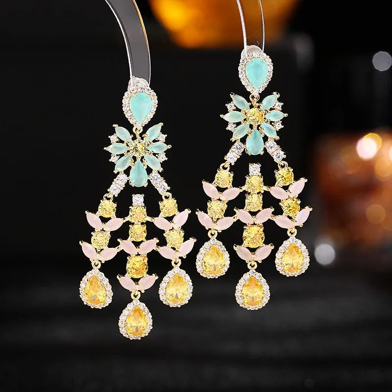 Cubic Zircon Fashion Dangle Earring for Women,Crystals Girls Party,Promt Drop Earrings Jewelry Accessories LYA166