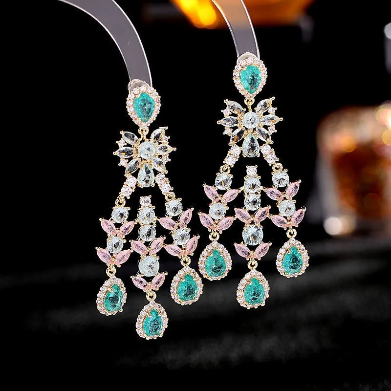Cubic Zircon Fashion Dangle Earring for Women,Crystals Girls Party,Promt Drop Earrings Jewelry Accessories LYA166