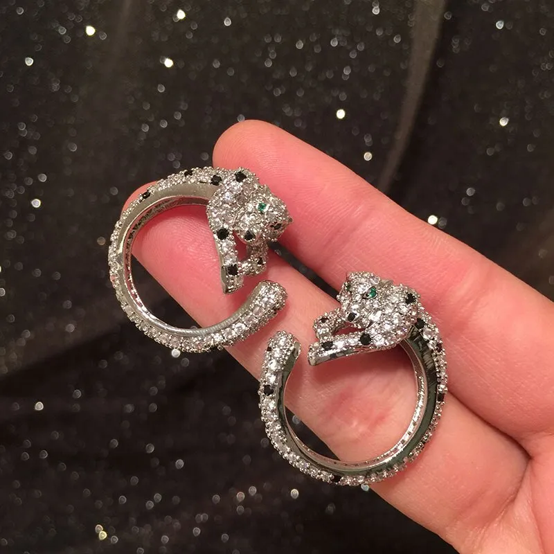 Cubic Zircon Leopard Earring, Crystals Leopard Stud Earring for Women Girl Party Jewelry Birthday Gift E04426