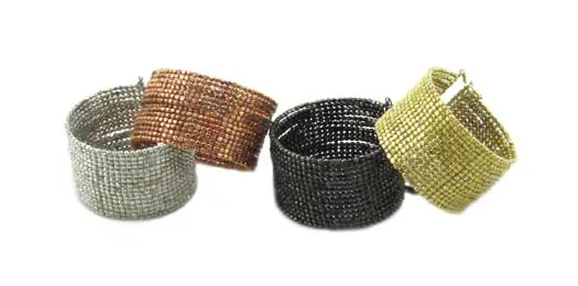 Cubist Beaded Cuff - Gold