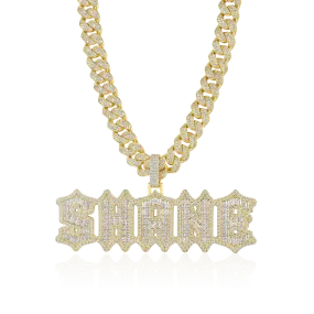 Custom Emerald Cut Gothic Font Pendant