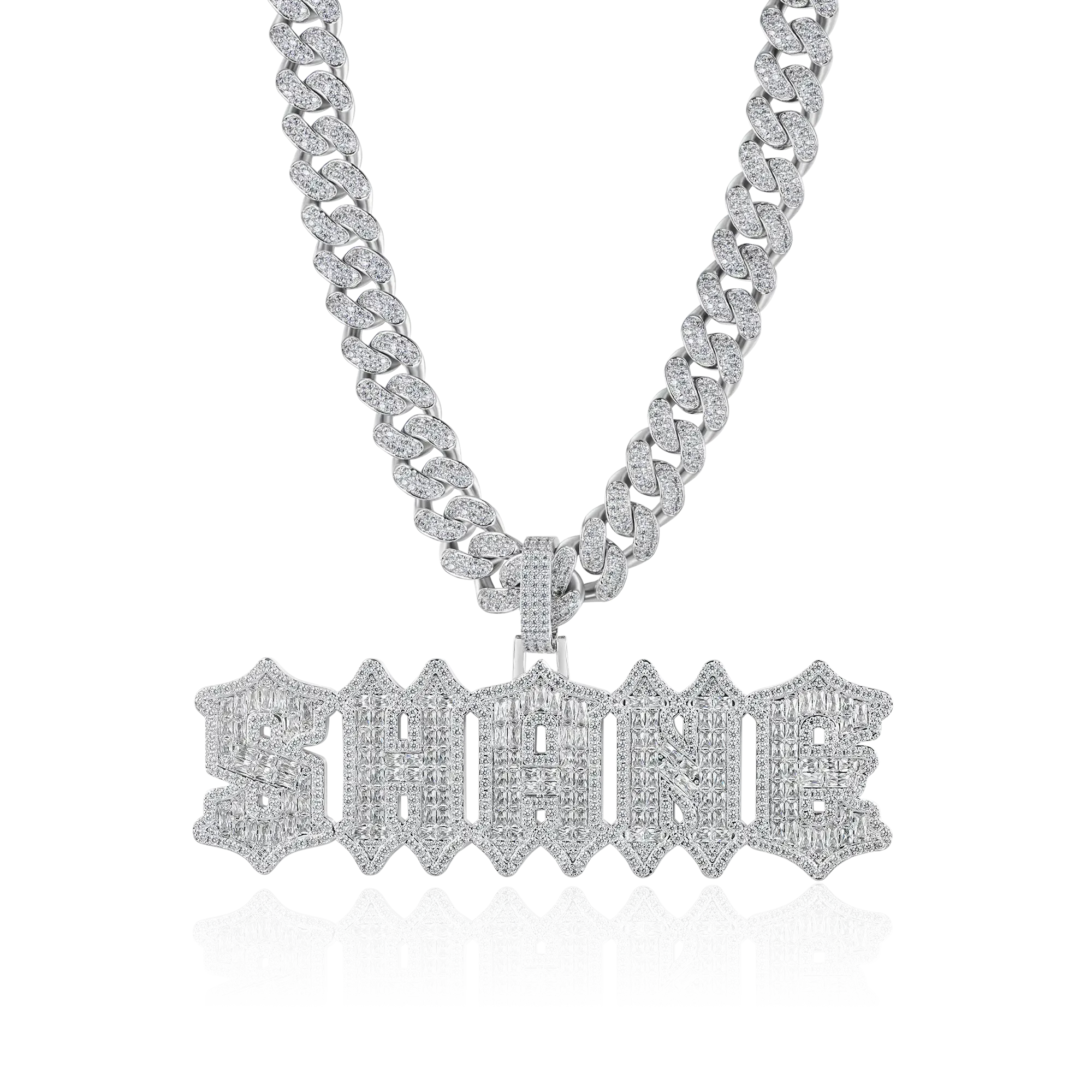 Custom Emerald Cut Gothic Font Pendant