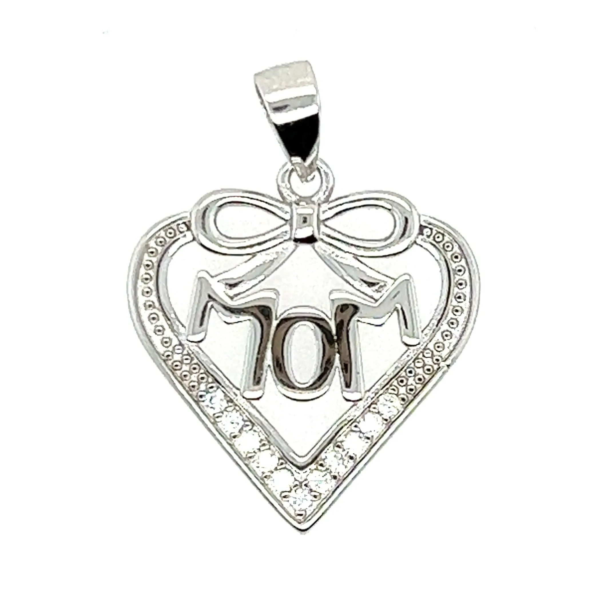 D1079 Mom Heart CZ Pendant