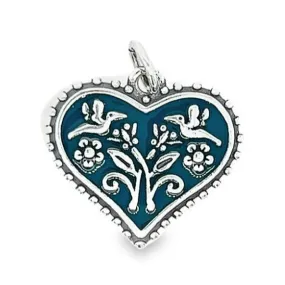 D1178 Dark Blue Heart Flower Pendant
