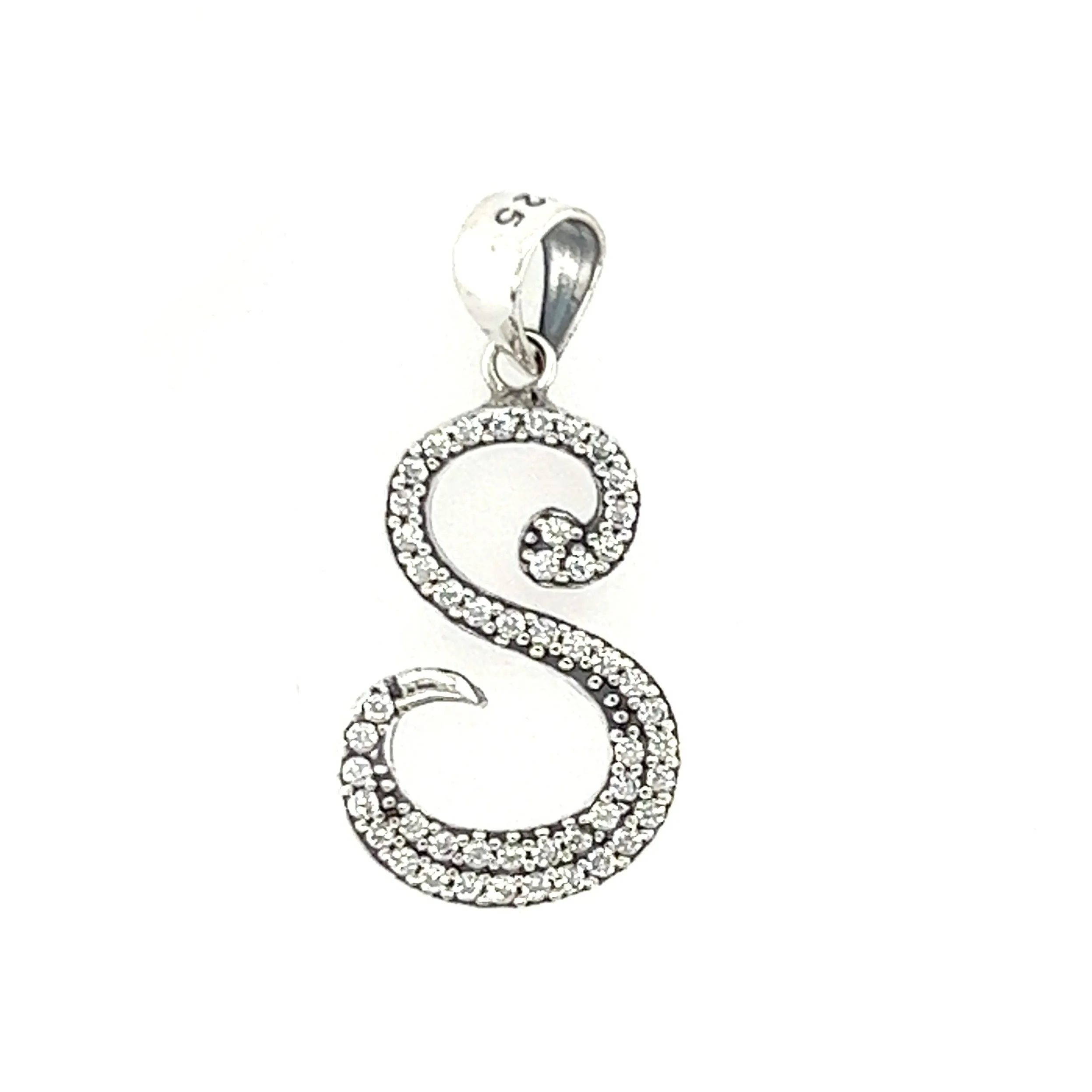 D955 Letter S CZ Pendant