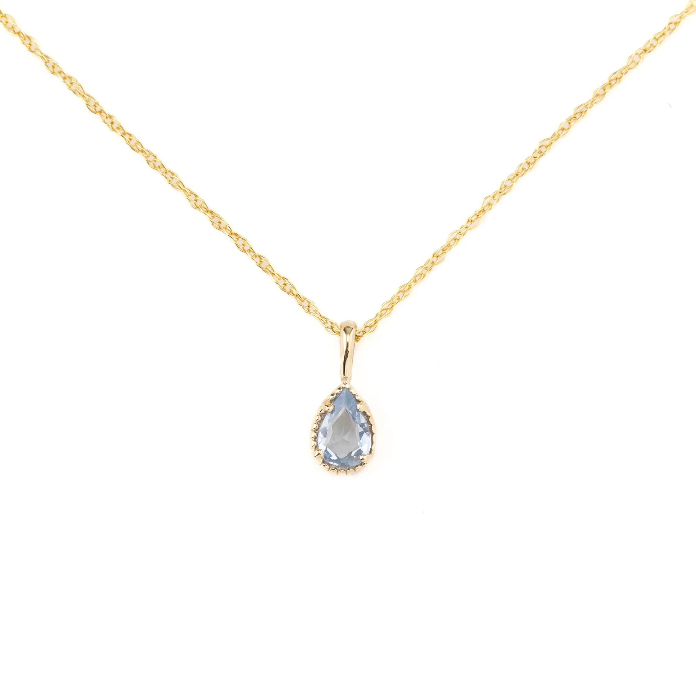 Dahlia Sapphire Pear Solitaire Necklace