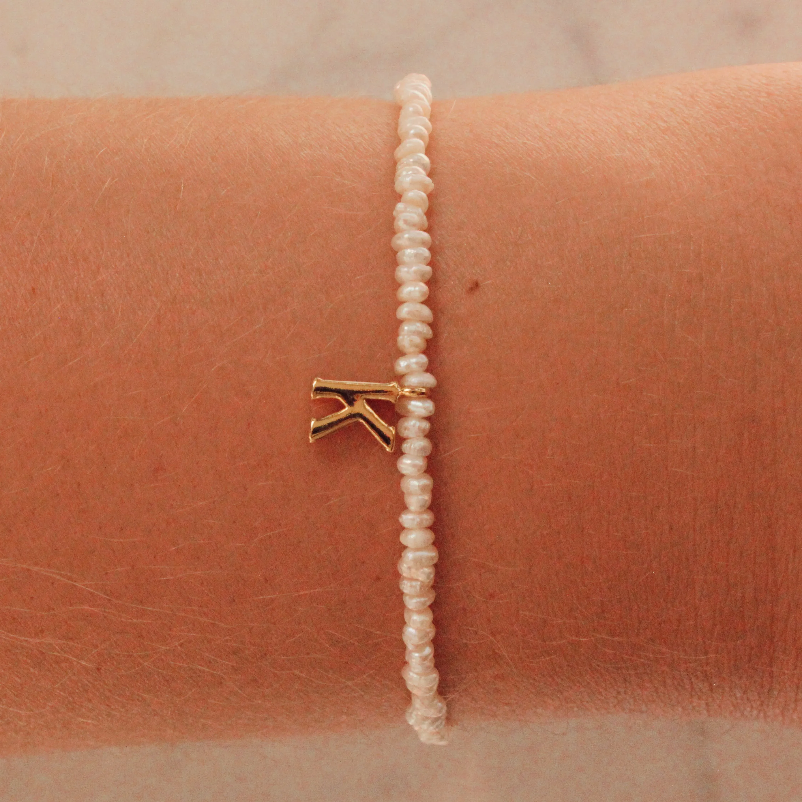 Dainty Pearl Initial Bracelet