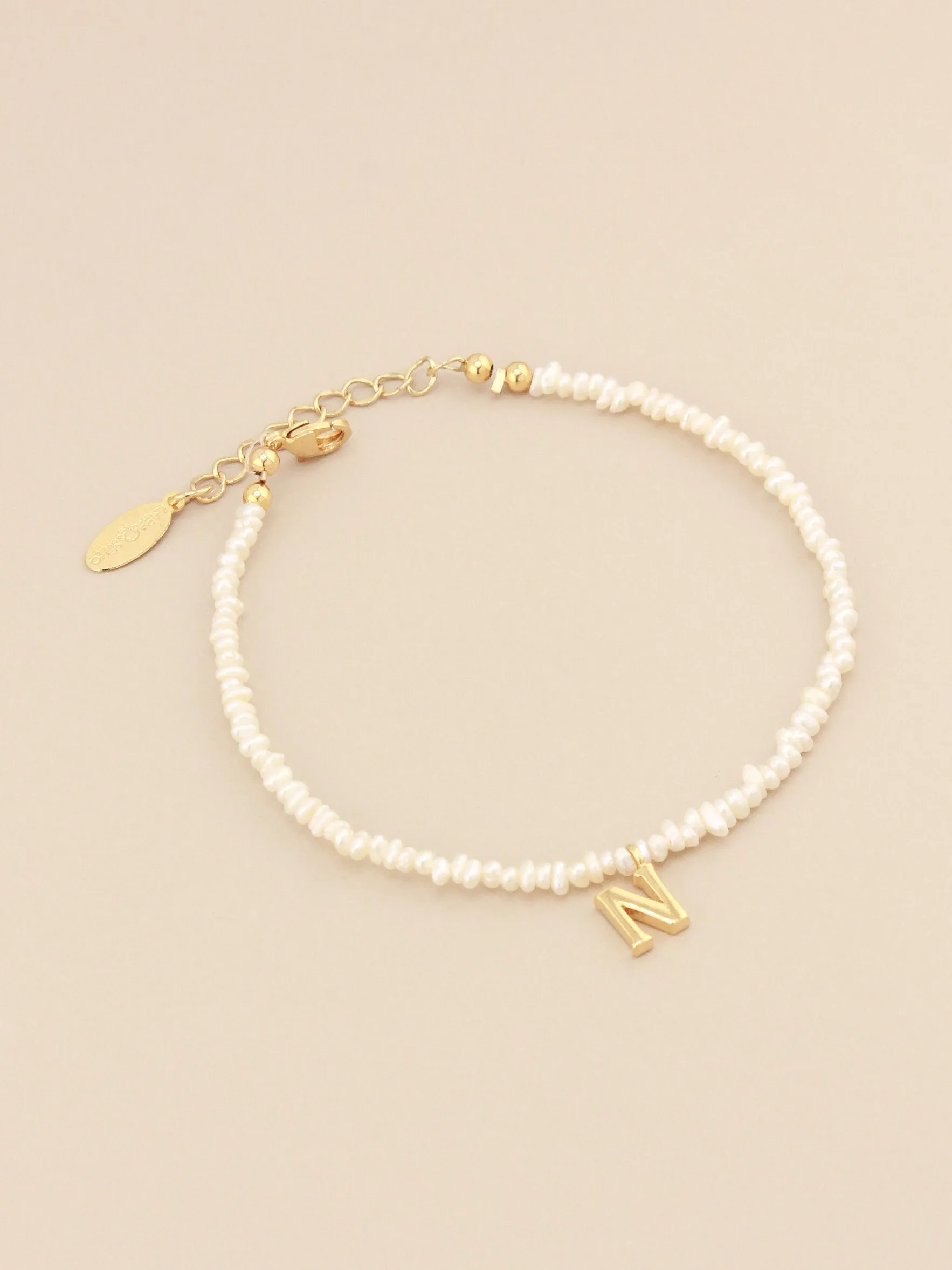 Dainty Pearl Initial Bracelet