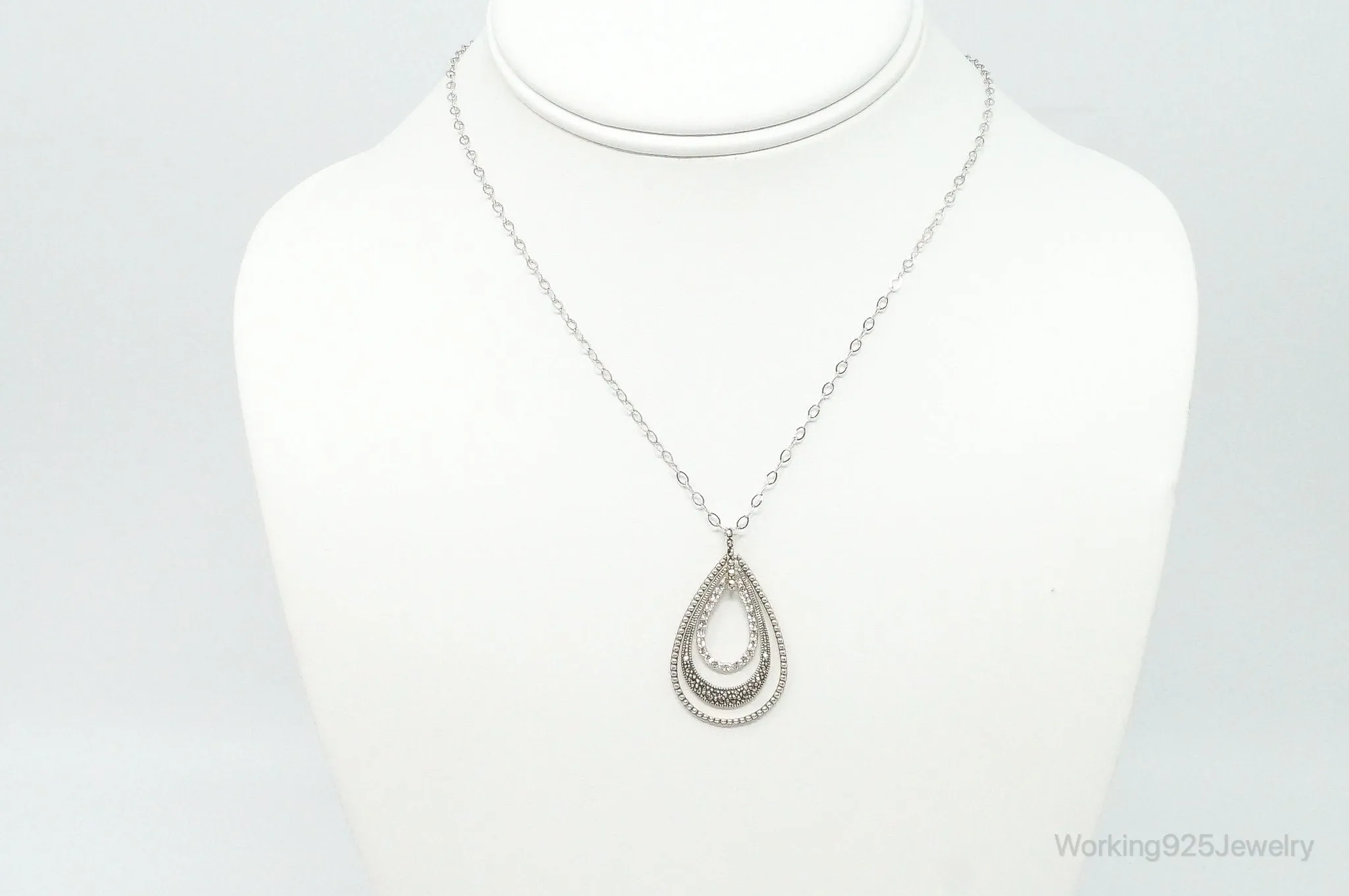 Designer Judith Jack Cubic Zirconia Marcasite Sterling Silver Necklace
