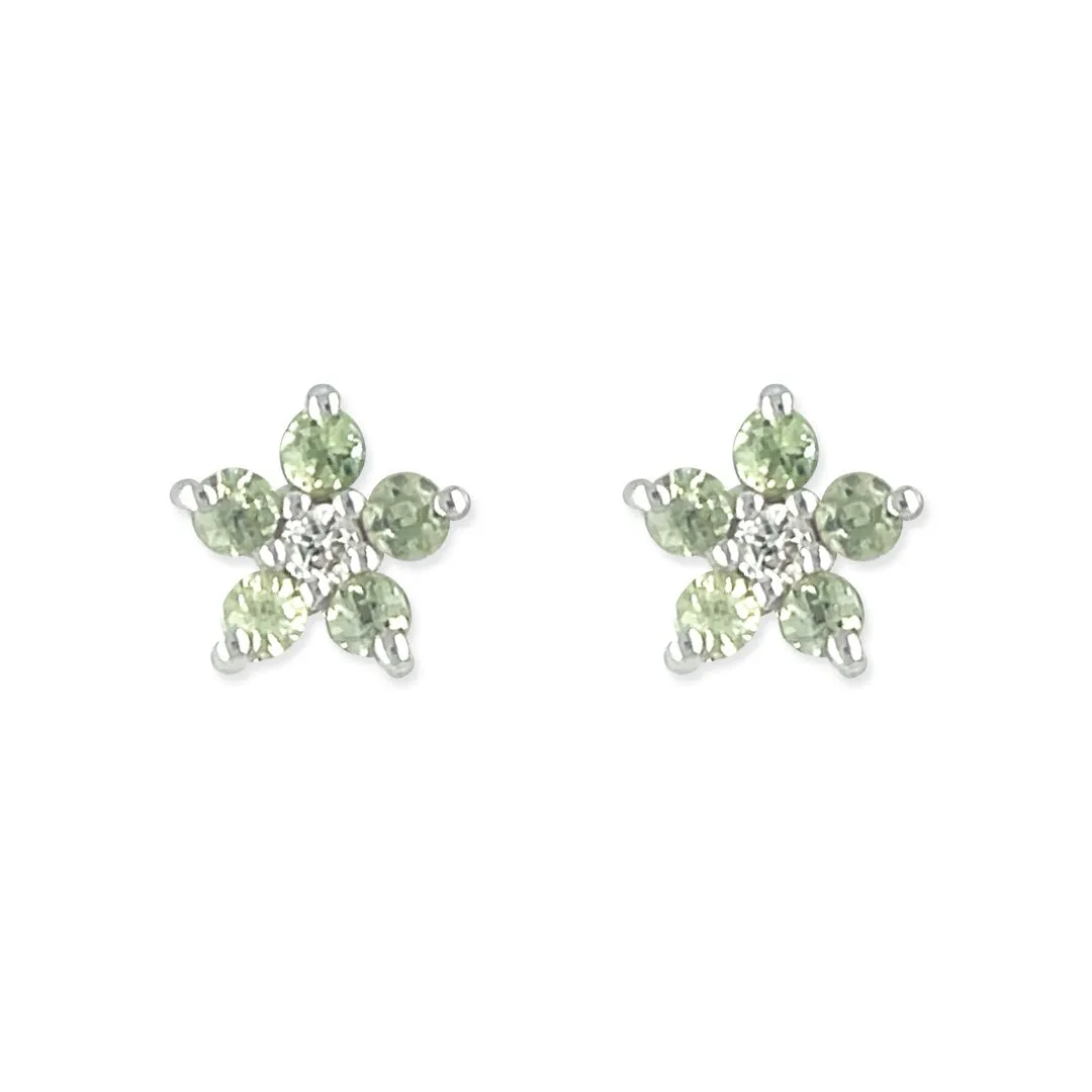 Diamond and Green Sapphire Rose Set