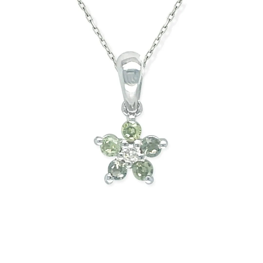 Diamond and Green Sapphire Rose Set