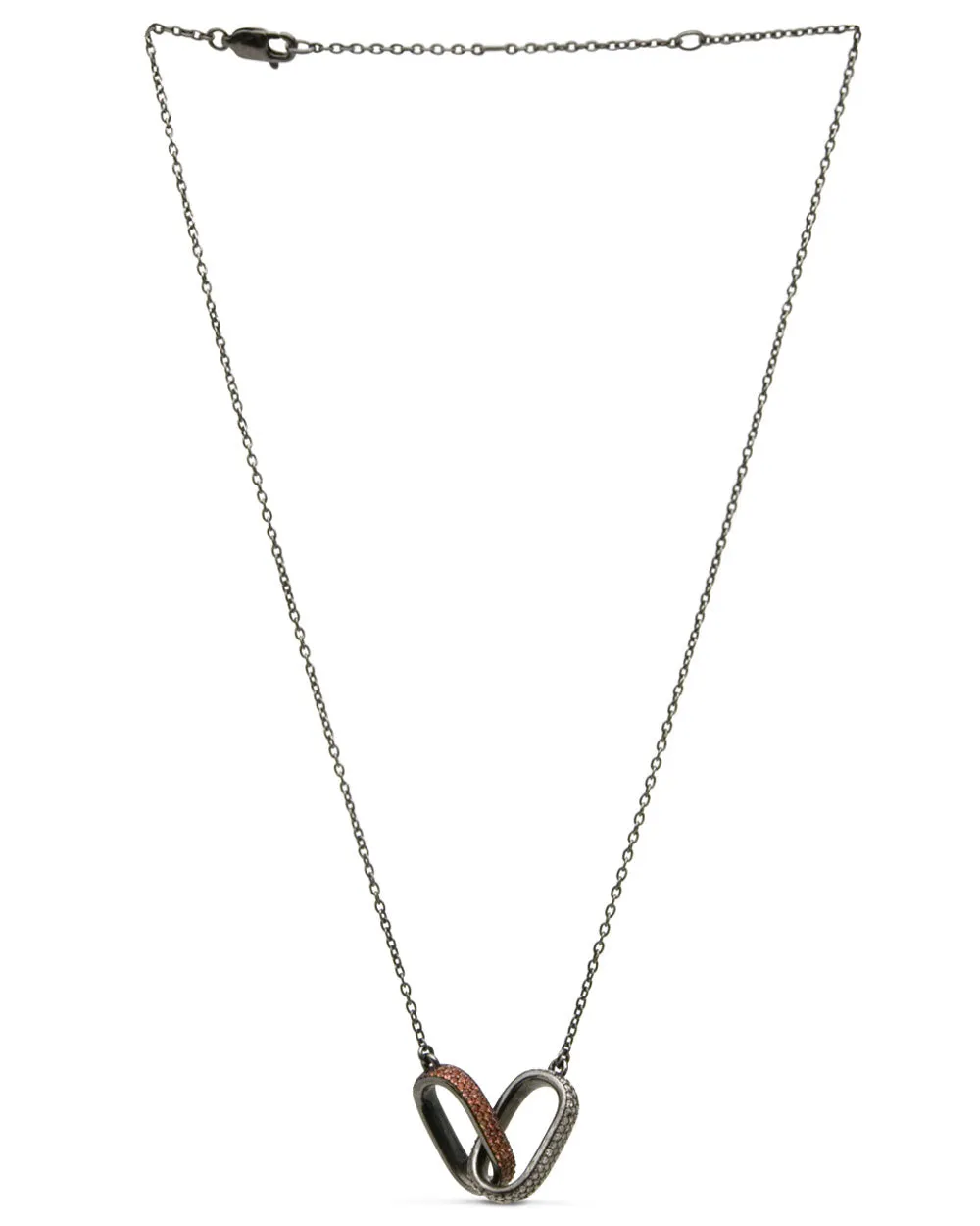 Diamond and Orange Sapphire Dual Link Necklace