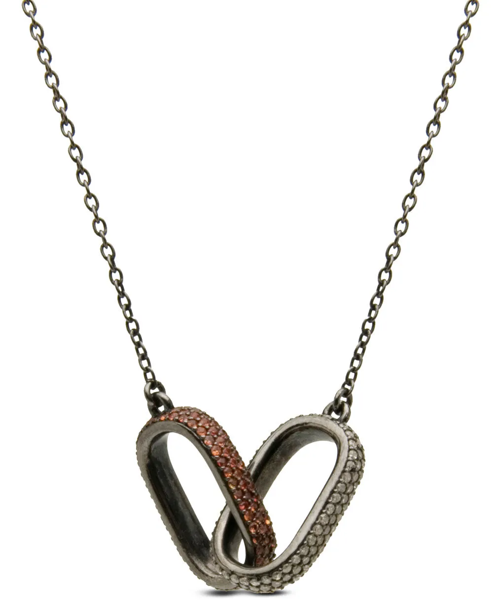 Diamond and Orange Sapphire Dual Link Necklace
