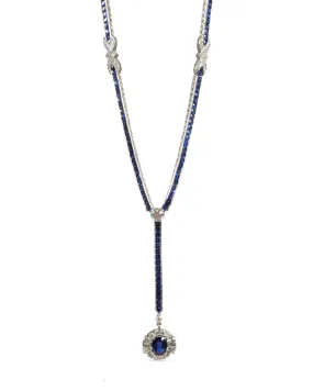 Diamond and Sapphire Drop Lariat Necklace