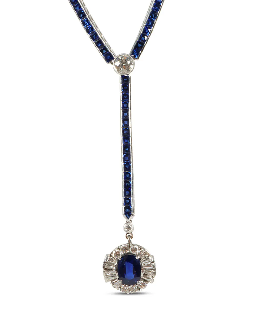 Diamond and Sapphire Drop Lariat Necklace